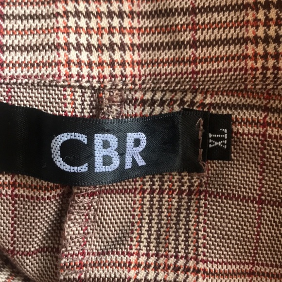 CBR brown plaid off shoulder asymmetric button front fall lightweight jacket XL - Picture 11 of 13